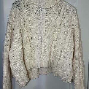 Love Tree Cream Cable Knit Turtleneck Sweater